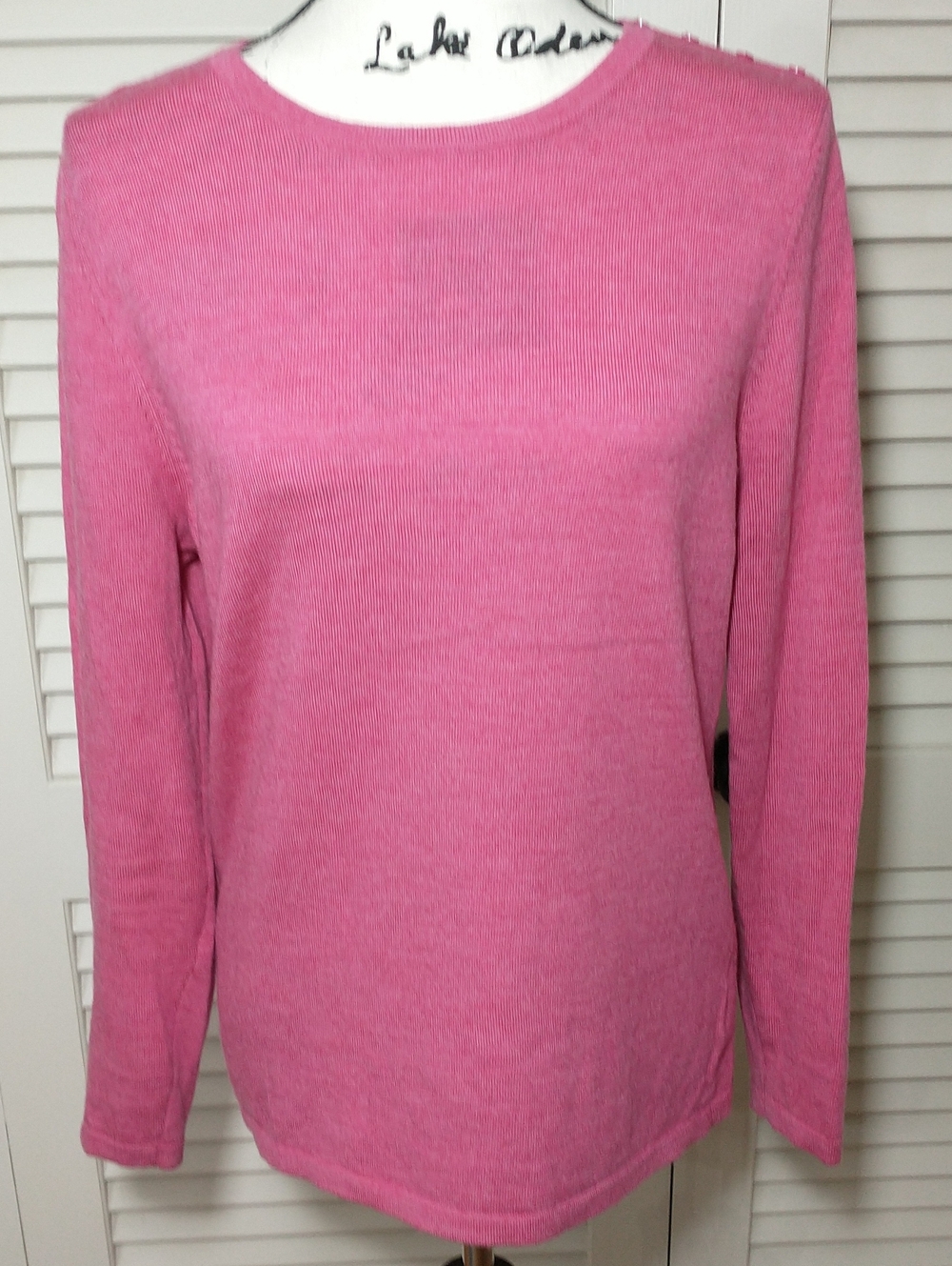 Victor 100% Wool Crew Neck Pink Sweater, Size L, Cottagecore, Granny Core